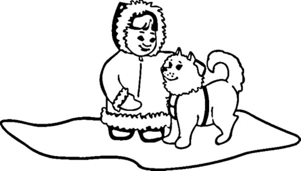 600x341 Eskimo Dog Coloring Sheets Girl Pages