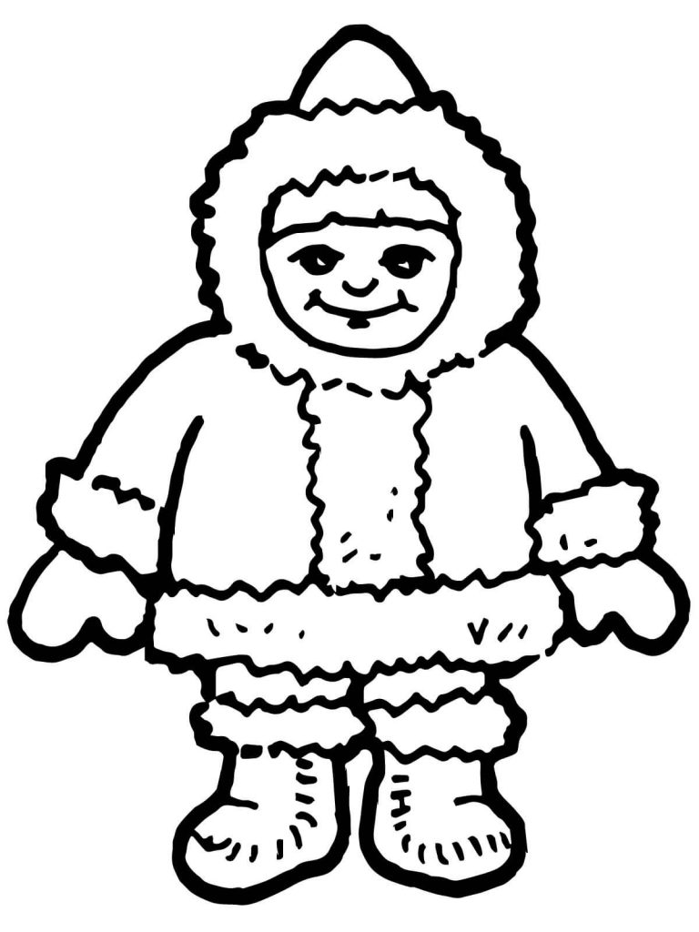 768x1024 Cute Boy Inuit Eskimo Coloring Page