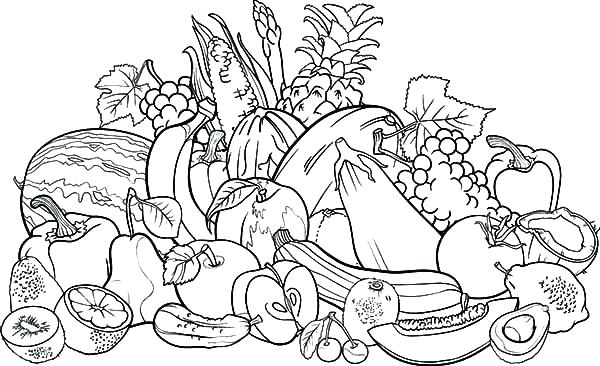 600x366 Fruit Coloring Pages Esl Picture Of Fruits Harvests And Vegetables