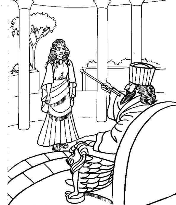 594x693 Coloring Page Of Esther Biblical Holidays Sunday