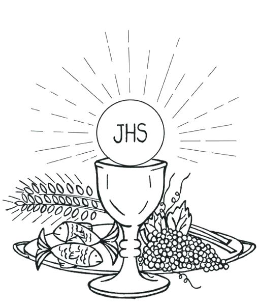 510x599 Eucharist Coloring Pages First Nion Coloring Pages Holy On Chalice