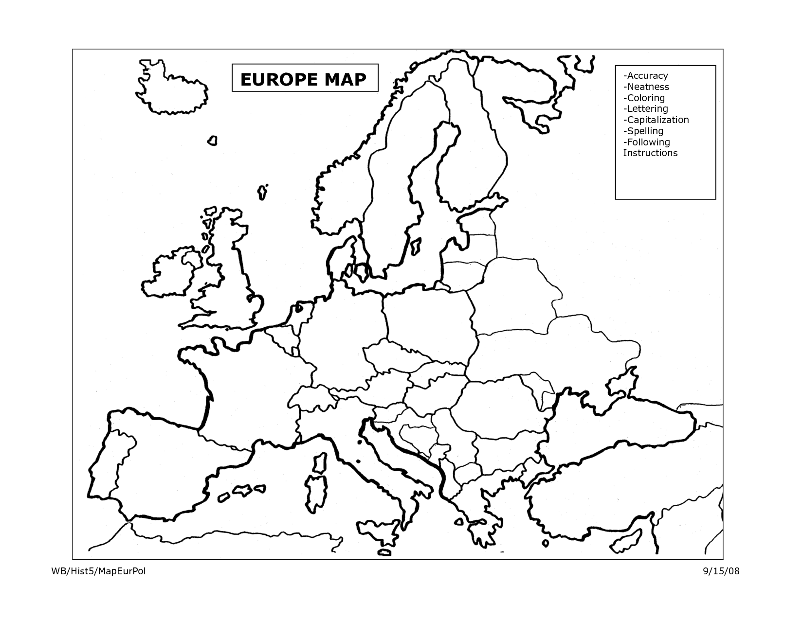 1650x1275 Europe Map Coloring Page Europe Map Europe Map Accuracy Neatness