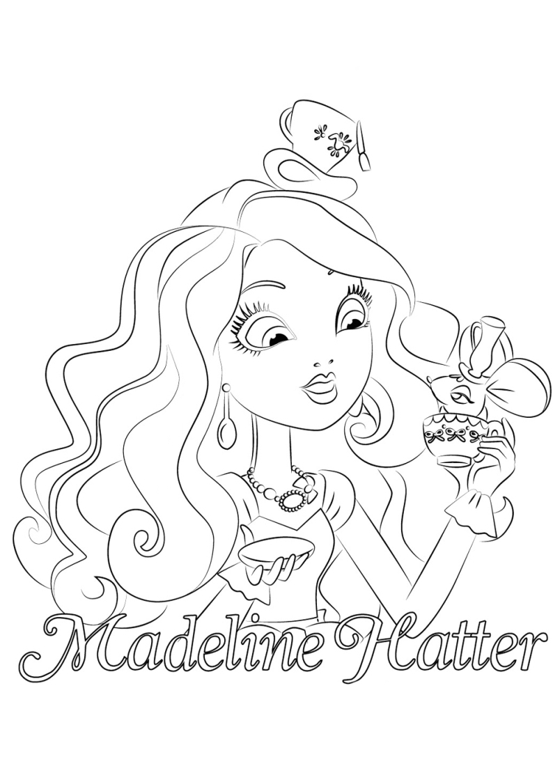 794x1123 Ever After High Coloring Pages Madeline Hatter
