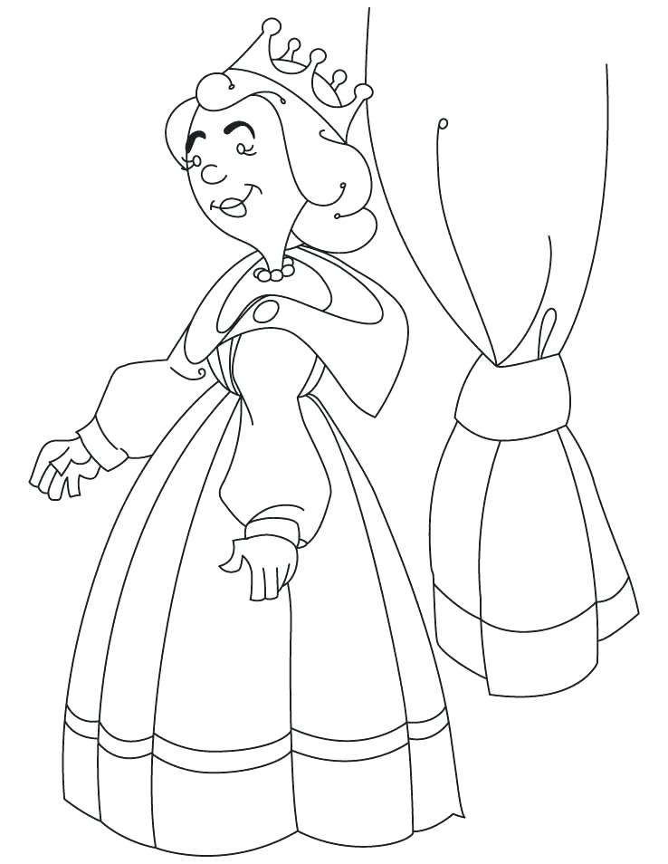 738x954 Queen Coloring Page A Queen Standing Of Curtain Coloring Pages