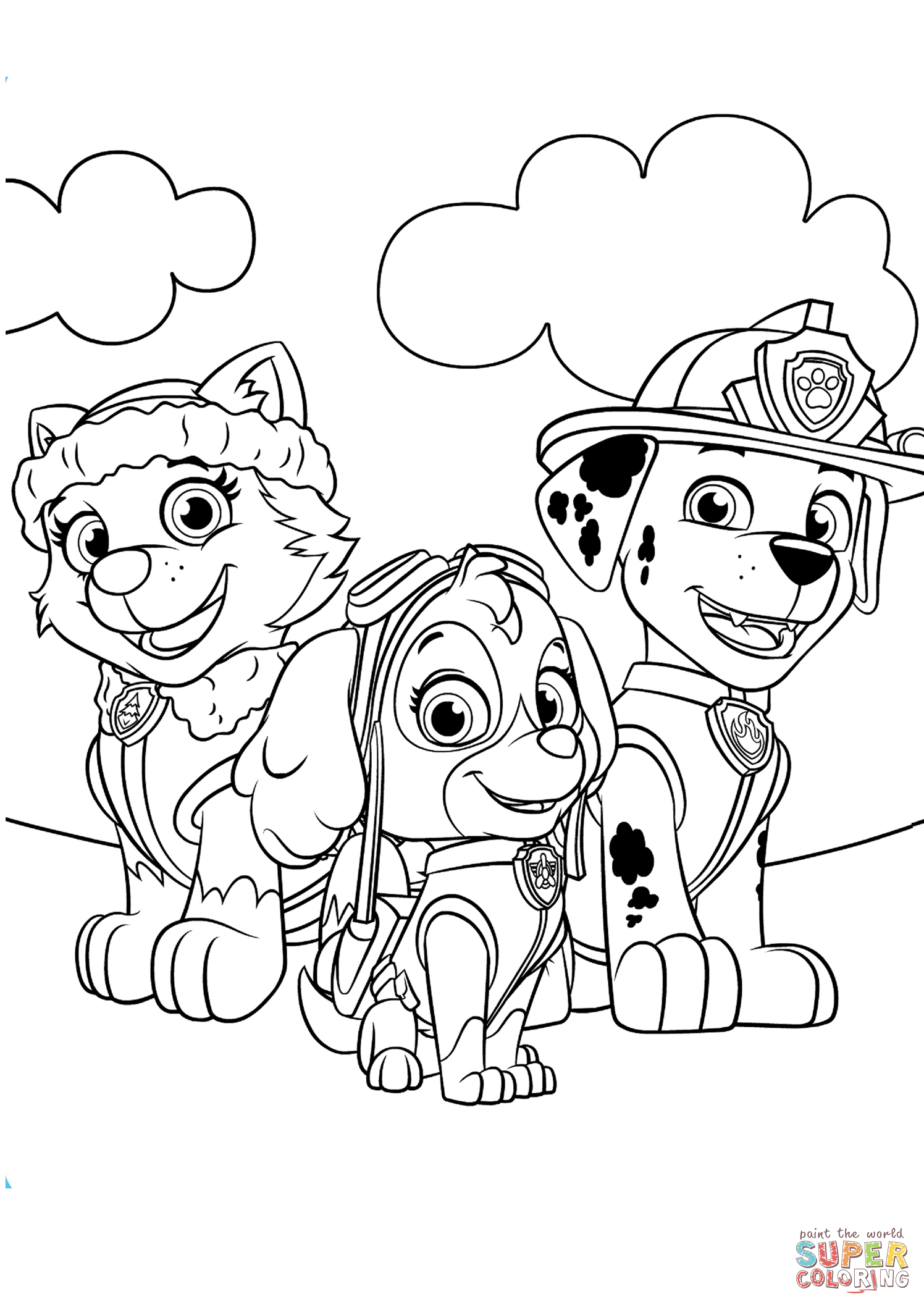 1496x2116 Everest Marshall And Skye Coloring Page Free Printable Ripping