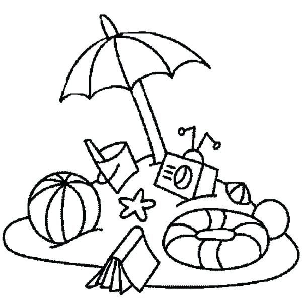 600x600 Everything You Need On Beach Vacation Coloring Page Download