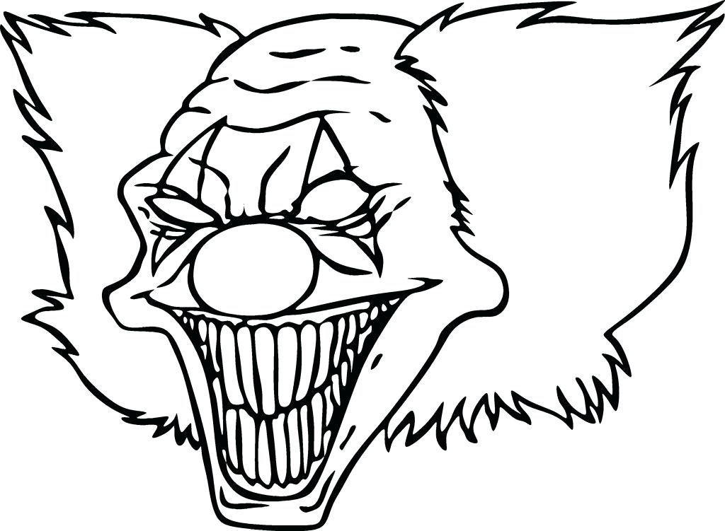 1024x751 Scary Colouring Pages Evil Clown Coloring Pages Scary Clown