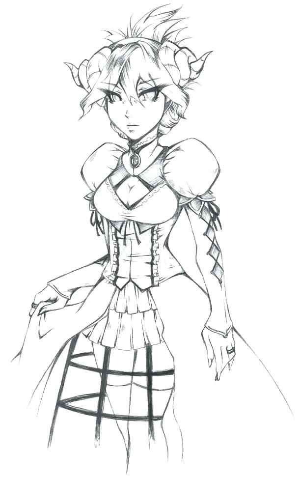 611x971 Female Demon Coloring Pages