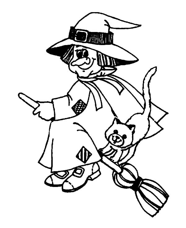 600x734 Witch And Evil Cat Coloring Pages Best Place To Color