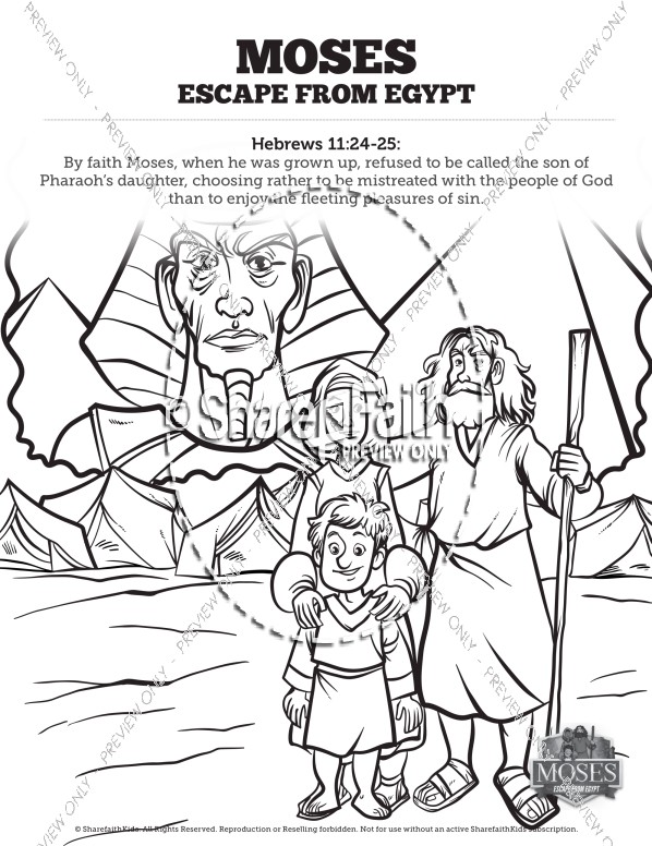 598x776 Exodus 2 Moses Escapes From Egypt Sunday School Coloring Pages