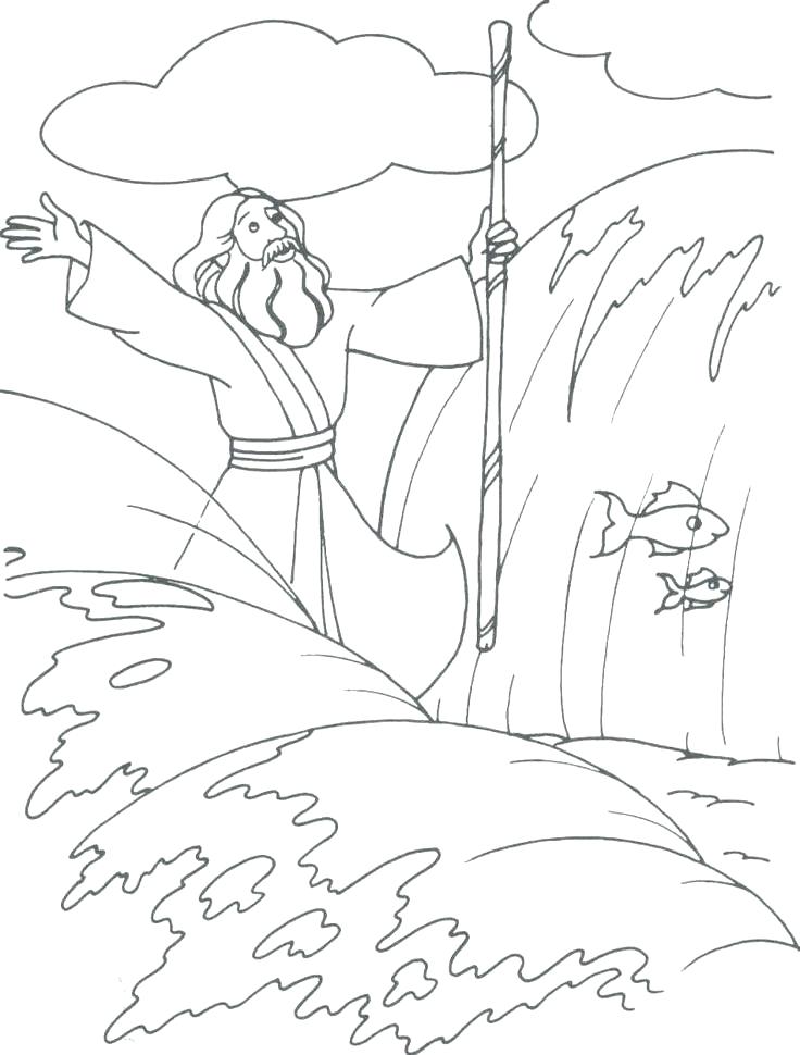 736x970 Parting Of The Red Sea Coloring Page Parting Of The Red Sea