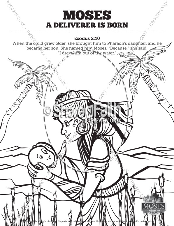 597x776 Exodus 2 Baby Moses Sunday School Coloring Pages Sunday School