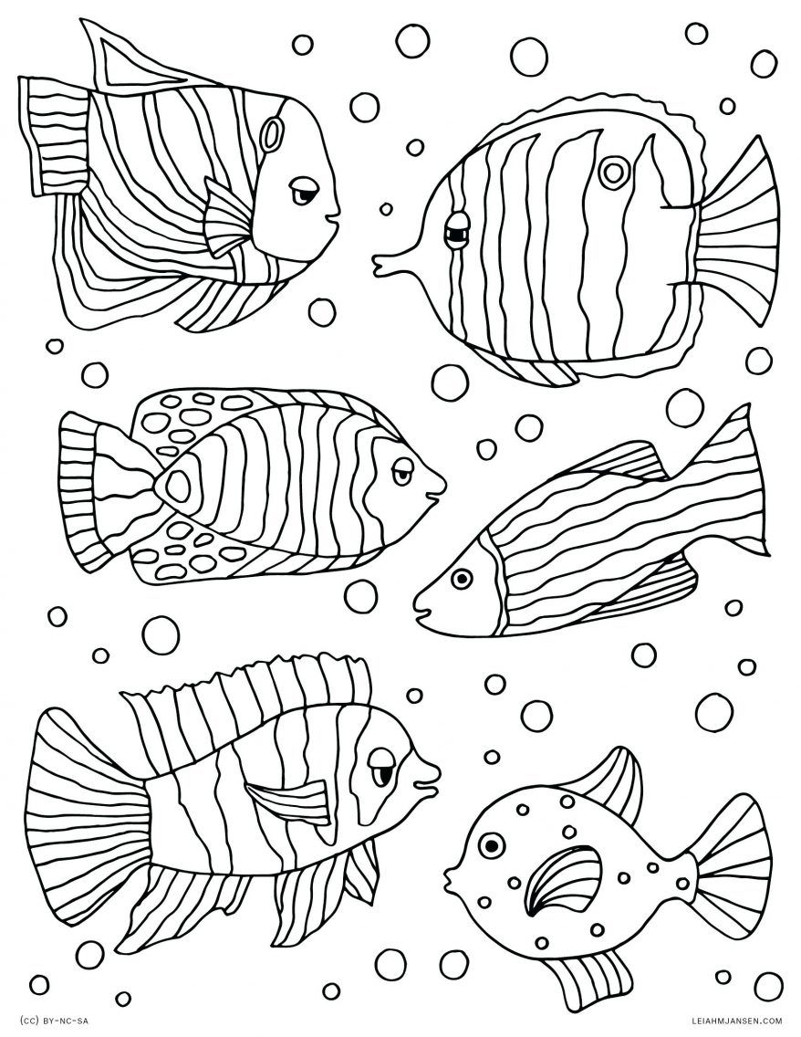 878x1136 Astonishing Tropical Fish Decorated Colorful Printable Coloring
