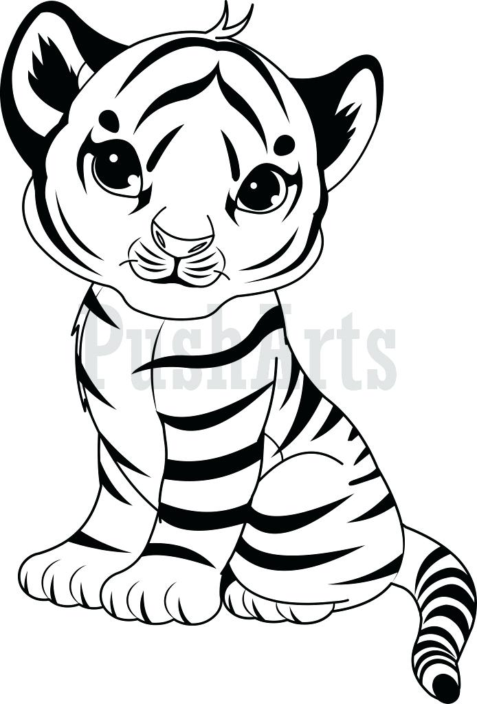 694x1024 Tiger Printable Coloring Pages Cute Baby Tiger With Big Eyes