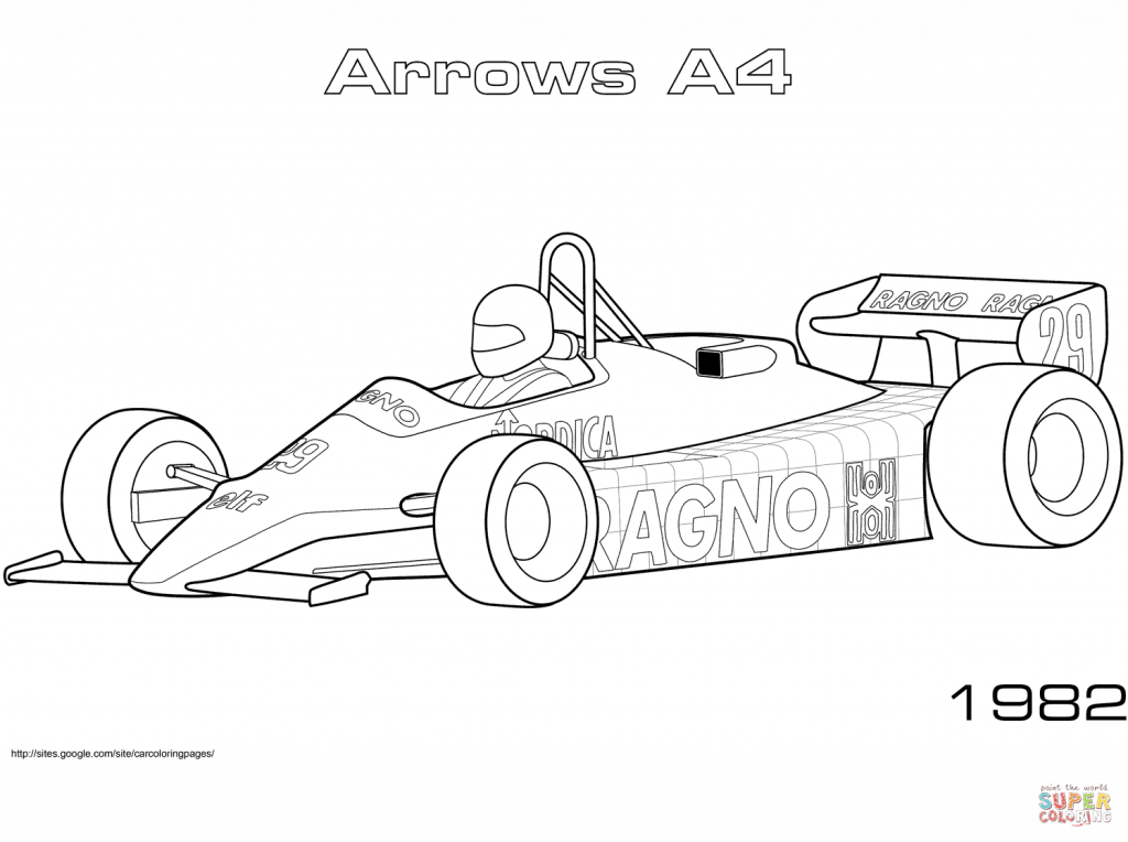 F1 Car Coloring Pages