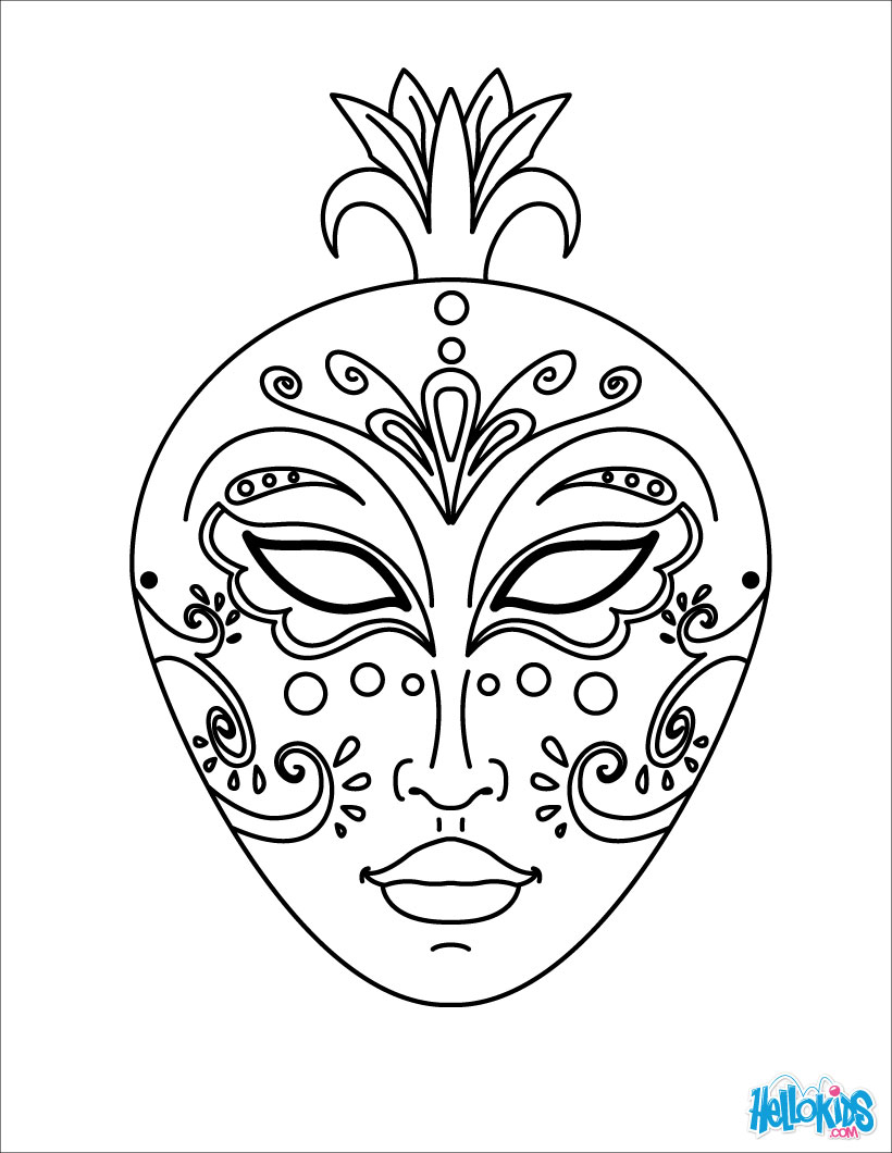 820x1060 Masks And Masquerade Coloring Pages