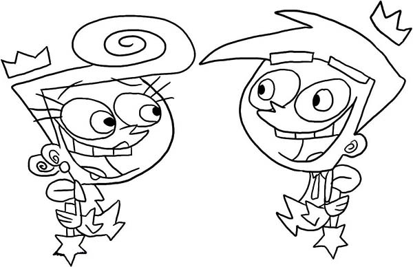600x388 Cute Wanda And Cosmo In The Fairly Odd Parents Coloring Page