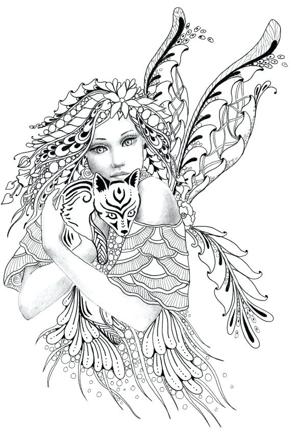 570x855 Coloring Pages. Fairy Coloring Pages For Adults