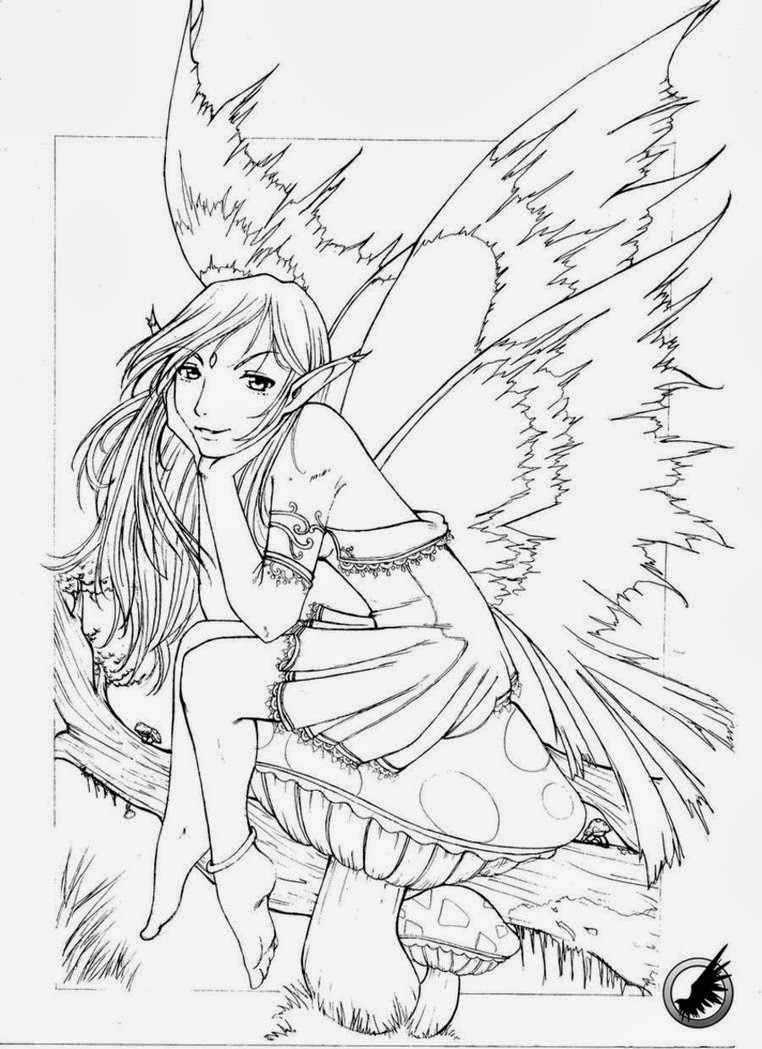 762x1049 Adult Fairy Coloring Page