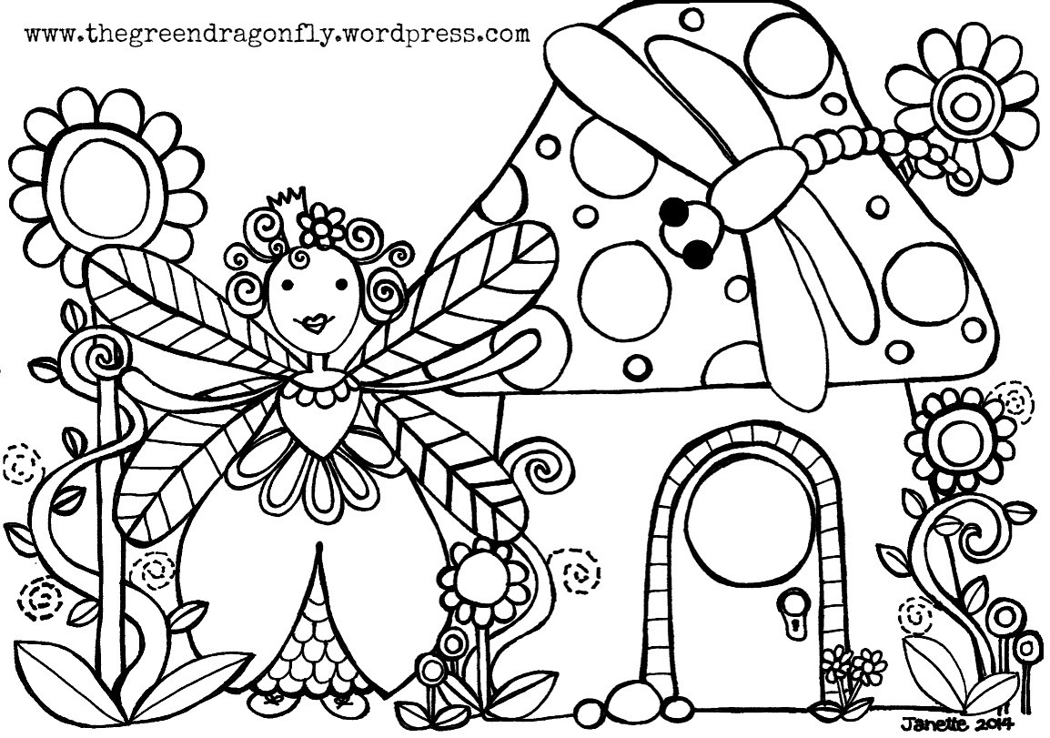 1154x811 Fairy House 5 1 Adult Coloring Book Page Printable Instant