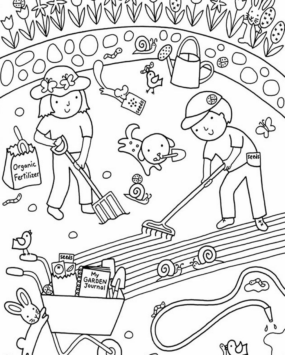 981x1224 Immediately Garden Coloringheet Free Pages Printable Pictures