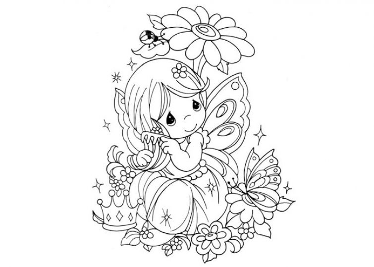 755x539 Little Fairy Girl With Butterfly Wings Coloring Pages Fantasy