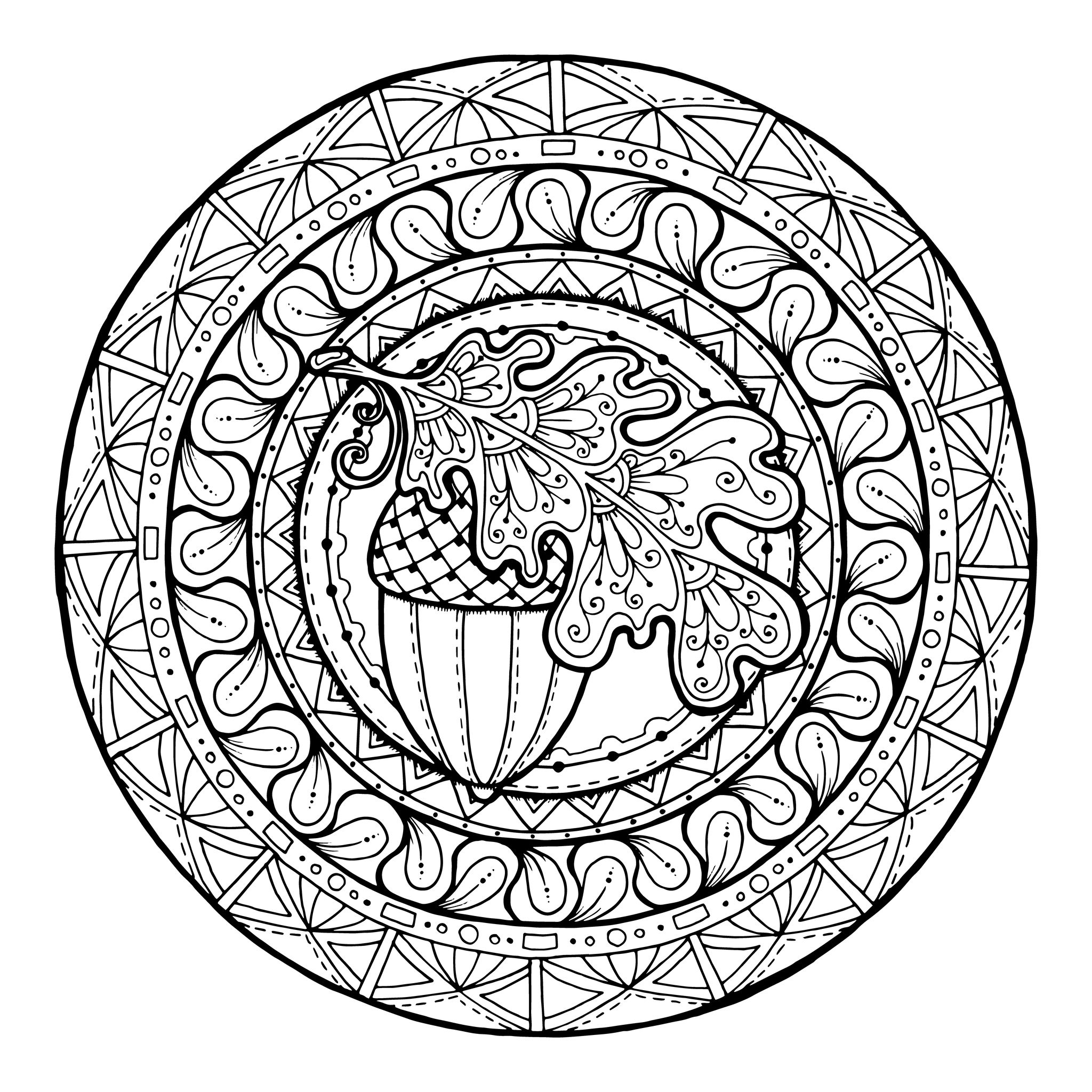 2048x2048 Mandala Acorn And Oak Leaves Mandala