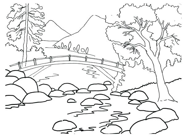 600x452 Printable Scenery Coloring Pages Landscape Coloring Pages