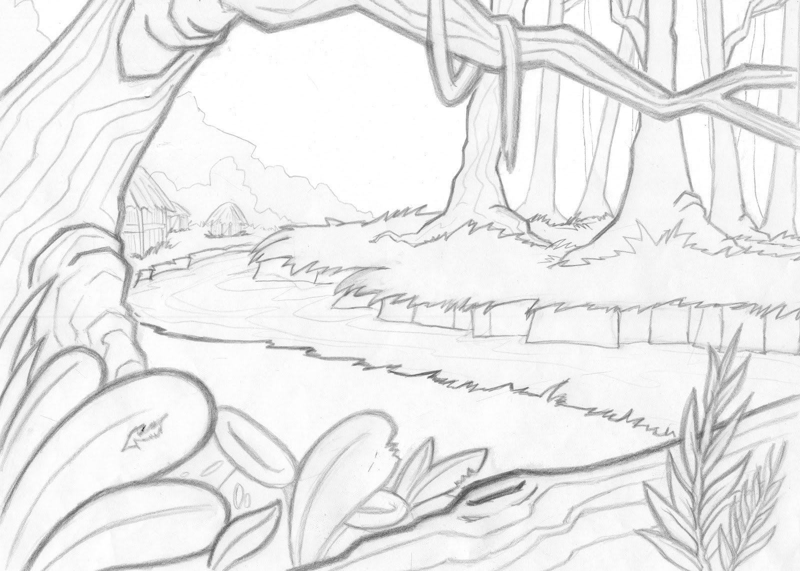 1600x1143 Drawn Jungle Jungle Scenery