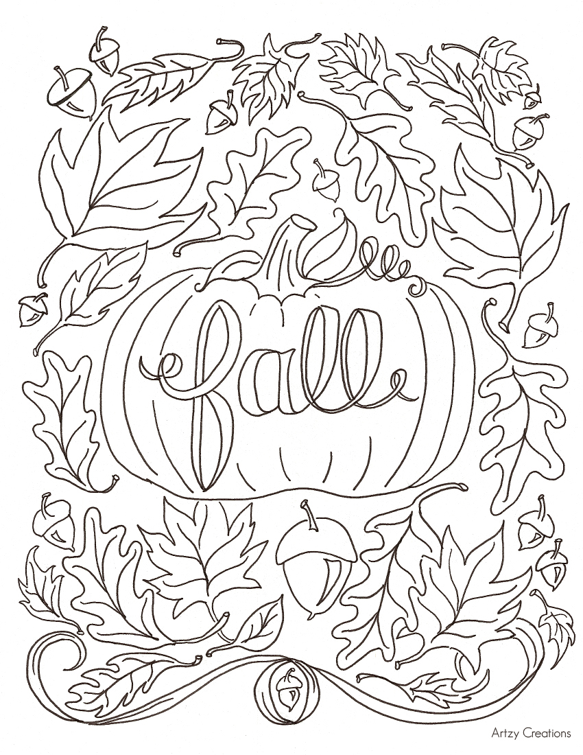 850x1100 Free Fall Coloring Page