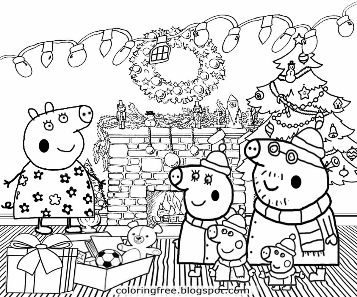 1200x1000 Xmas Tree Decorated Fire Place Happy Family Home Peppa Pig