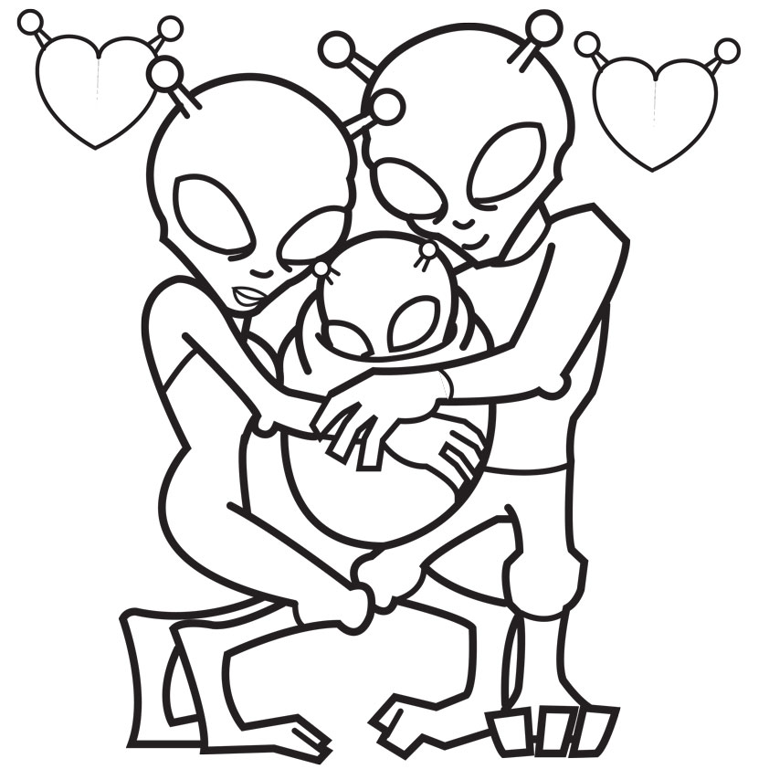 842x842 Aliens Family Coloring Page