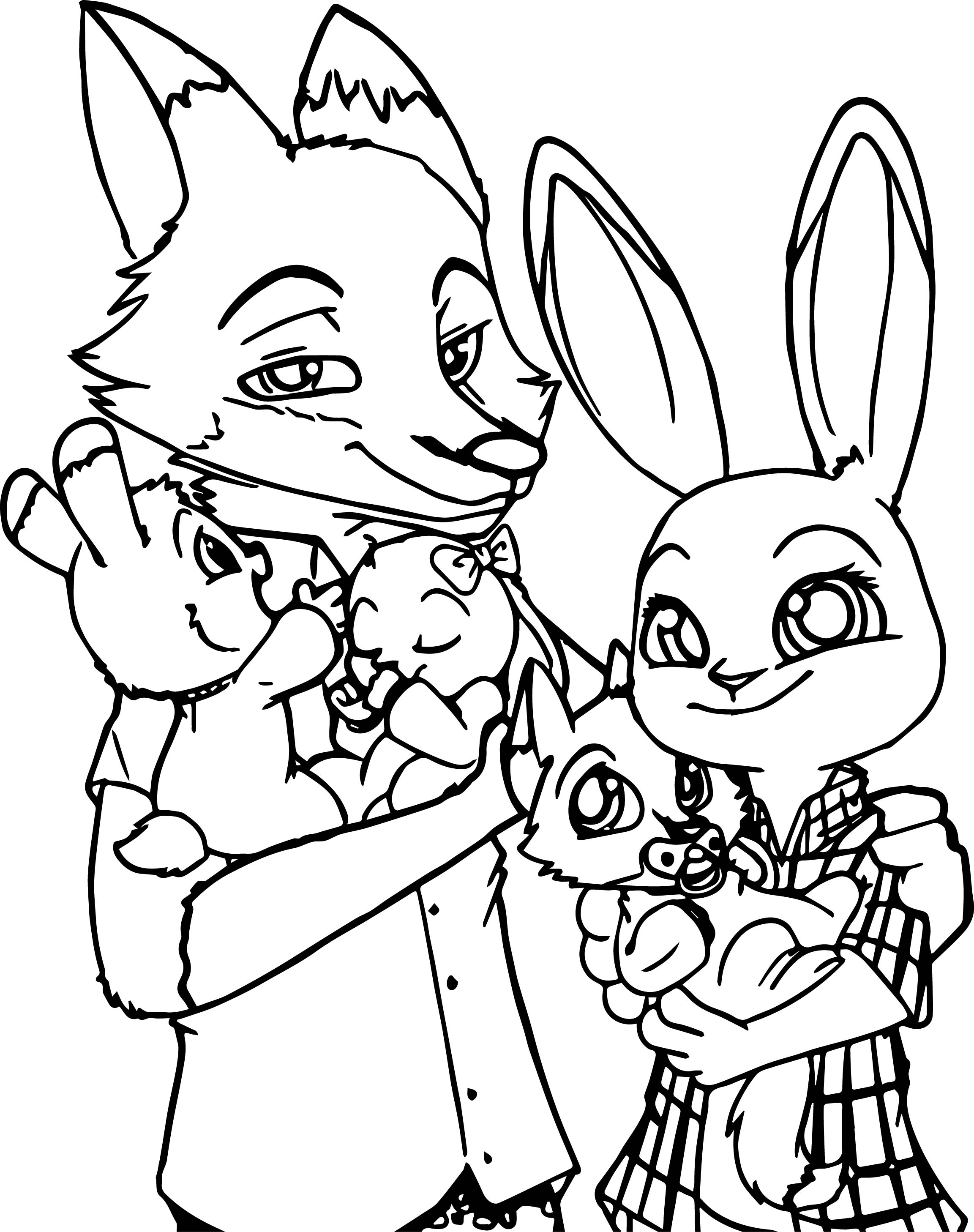 2305x2915 Zootopia Bunny And Fox Family Coloring Page Wecoloringpage