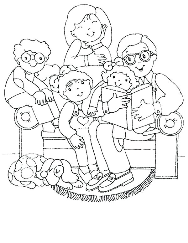 600x776 Family Coloring Pages Joint Family Gather In Living Room Coloring