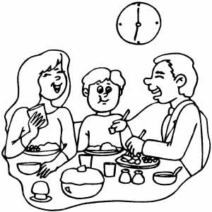 300x300 Happy Family Dinner Coloring Page