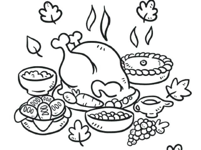 640x480 Thanksgiving Feast Coloring Pages Thanksgiving Dinner Coloring