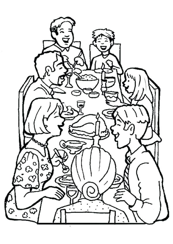 600x847 Family Coloring Page Family Dinner Together Coloring Page Coloring