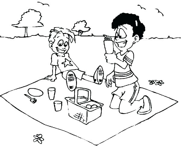 600x502 Coloring Picnic Coloring Pages Family Food Sheets. Picnic