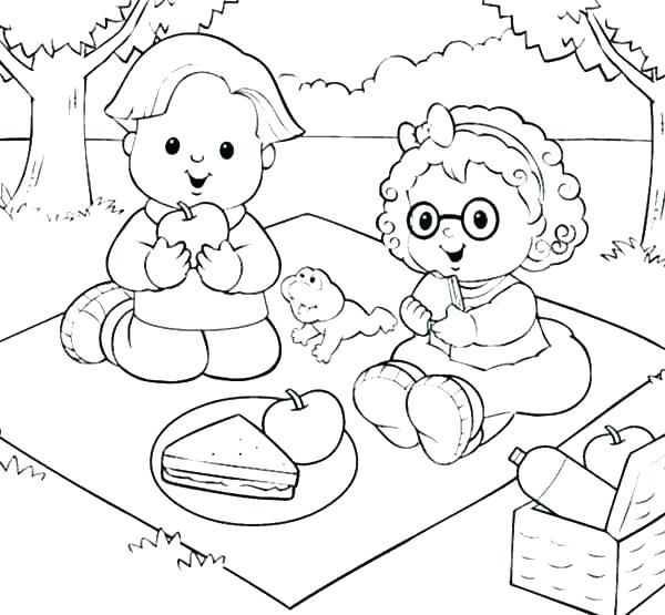 600x555 Picnic Coloring Page