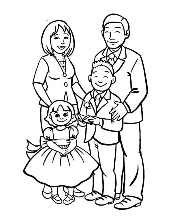 600x776 How To Draw A Beautiful Family Coloring Page Creative Teaching