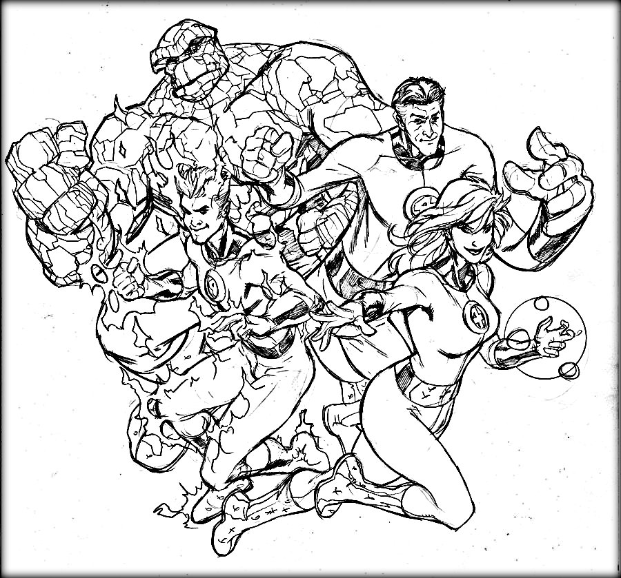 900x839 Fantastic Four Coloring Sheets For Kids