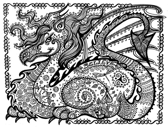 570x431 5 Pages Printable Coloring Fantasy Pages 5 To Color Dragon