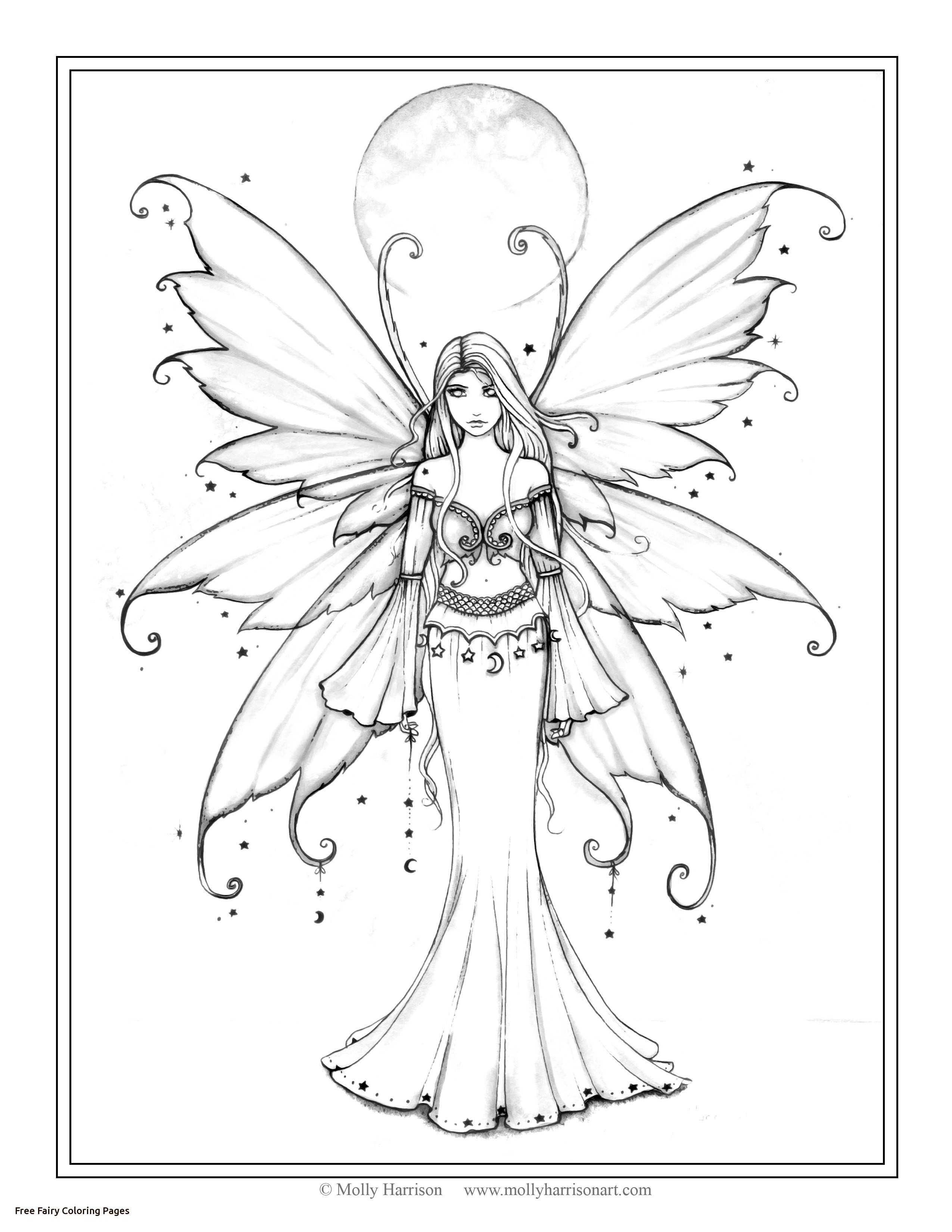 2550x3300 Free Fairy Coloring Page By Molly Harrison Fantasy Art December