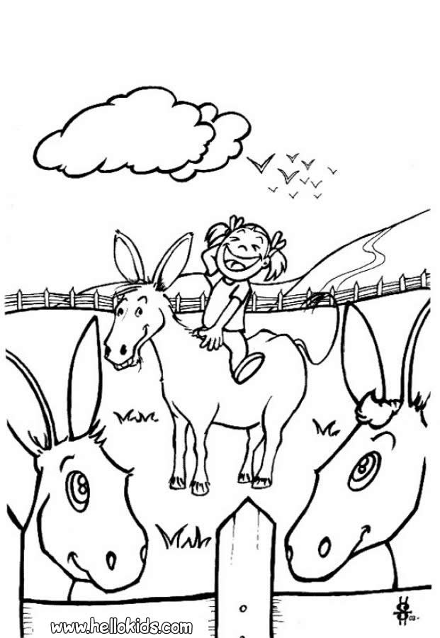 621x900 Donkey And Girl Coloring Page. Cute And Amazing Farm Animals