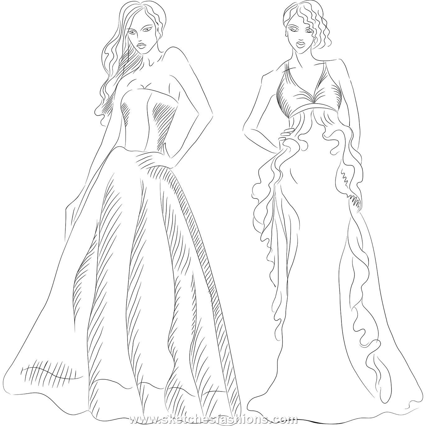 1370x1370 Free Coloring Pages Of How To Draw Fashion Illustration Design