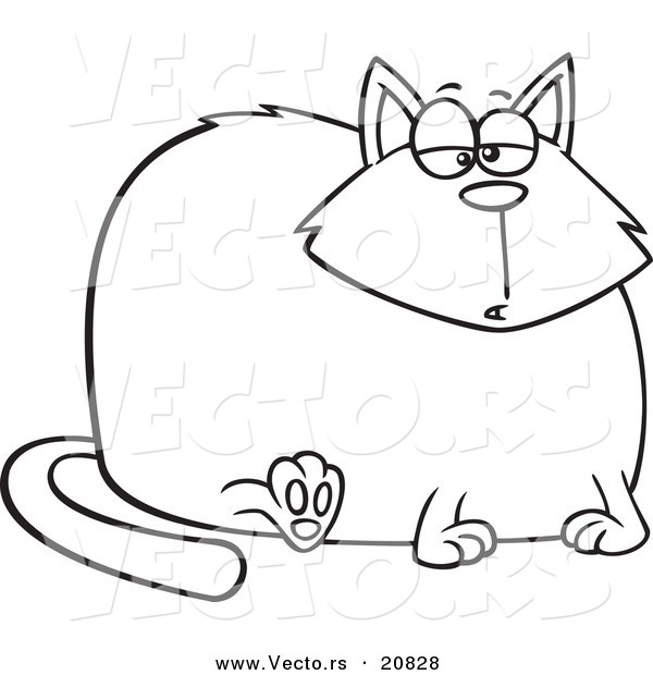 600x620 Fat Cat Coloring Pages Printable Vector Of A Cartoon Really Fat