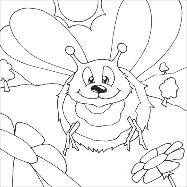 600x600 Big Fat Bumblebee On The Sunny Day Coloring Page