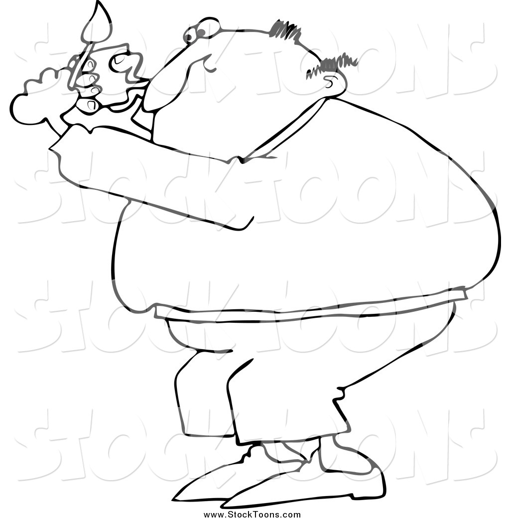 1024x1044 Stock Cartoon Of A Black And White Fat Man Lighting A Pipe By