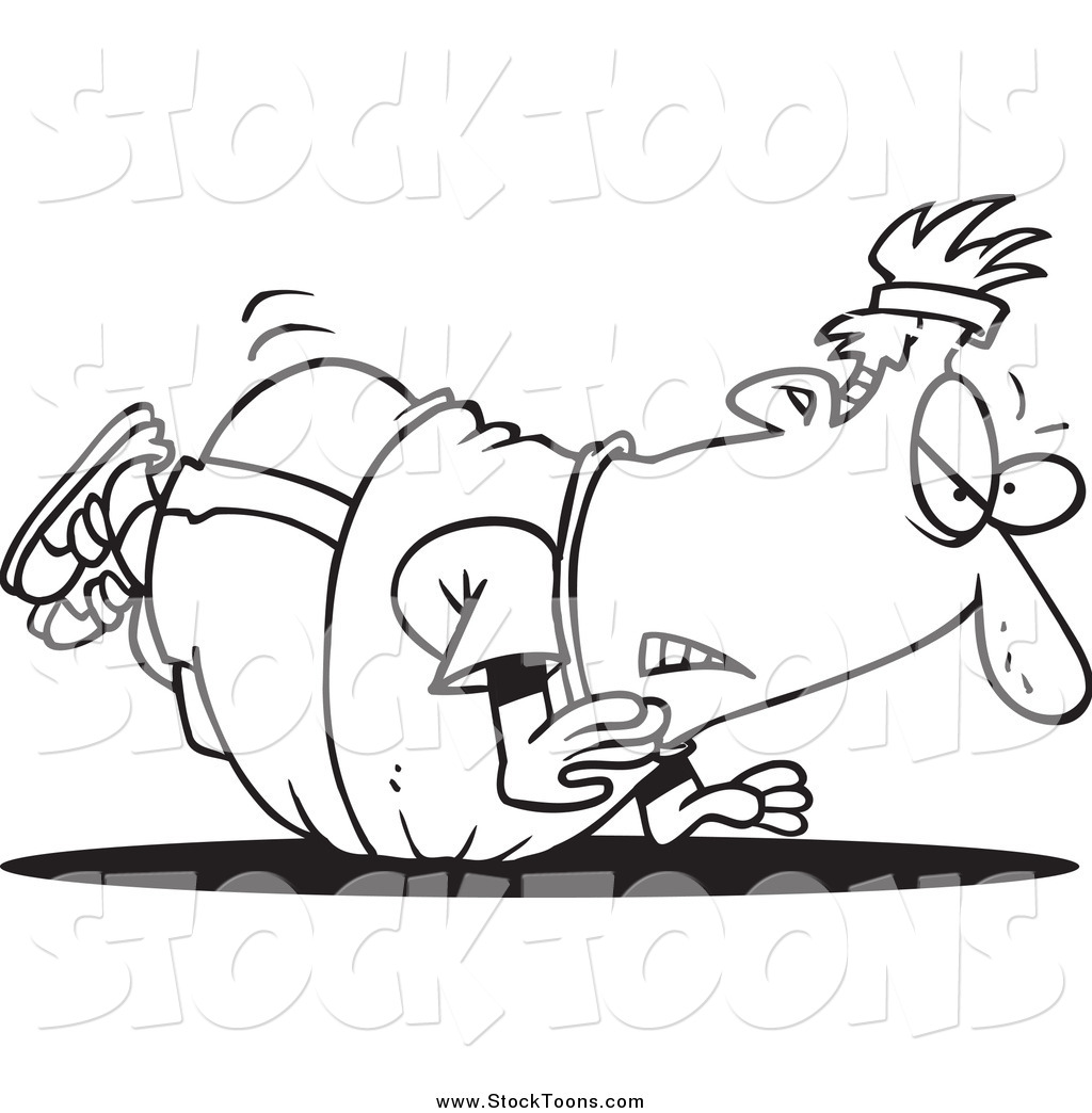 1024x1044 Stock Cartoon Of A Black And White Unfit Fat Man Doing Pushups By