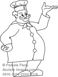 226x300 Clip Art Image Of A Fat Chef Coloring Page